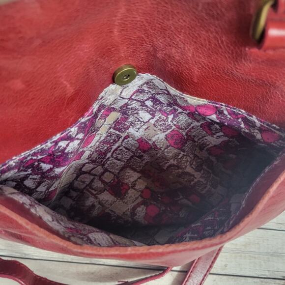 Elliot Lucca Satchel handbag purse Red leather - Picture 10 of 10